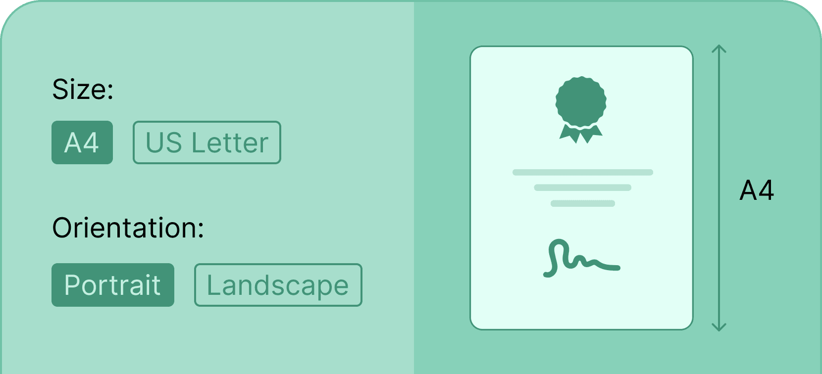 Orientation size - Certifier features Orientation size - Certifier features