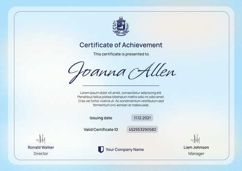 blue modern certificate of achievement landscape 12868