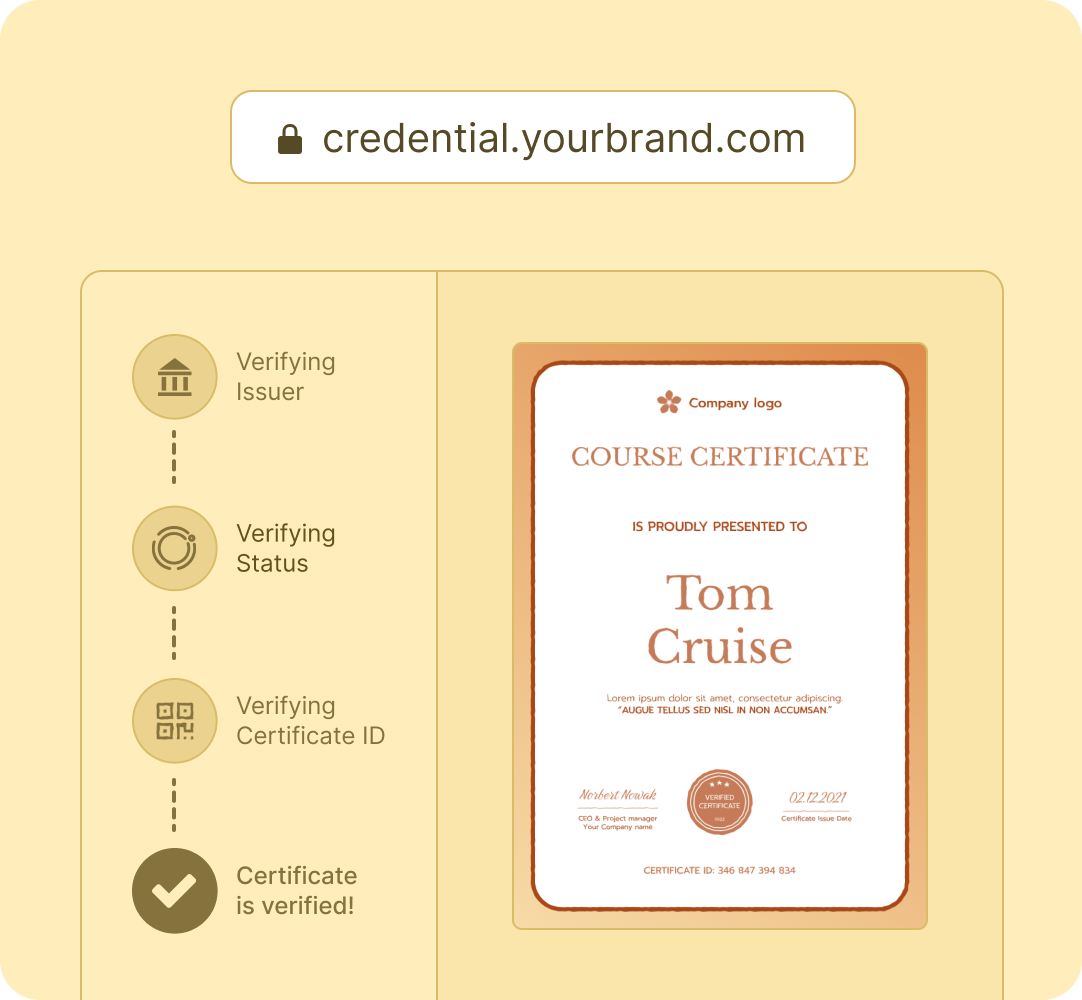 Issue professional certificates compliant with the law Issue professional certificates compliant with the law