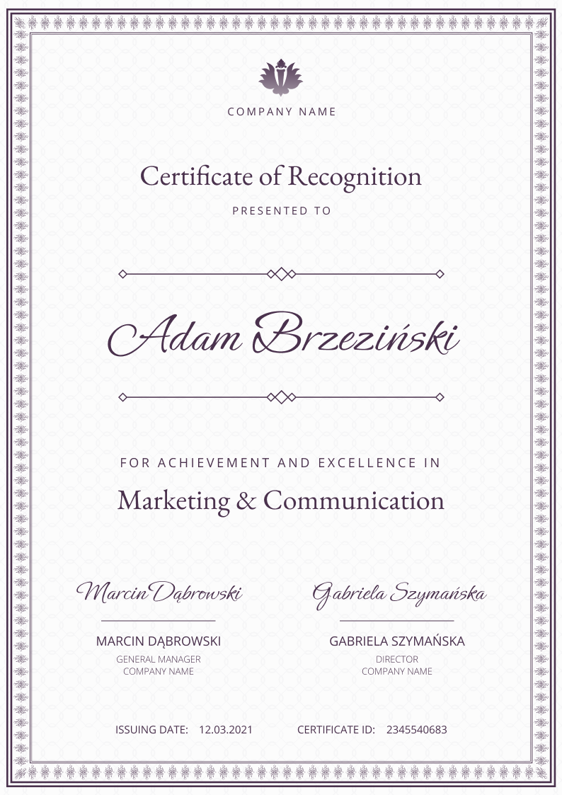 Certificate thumbnail